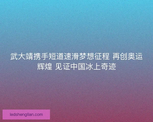 武大靖携手短道速滑梦想征程 再创奥运辉煌 见证中国冰上奇迹