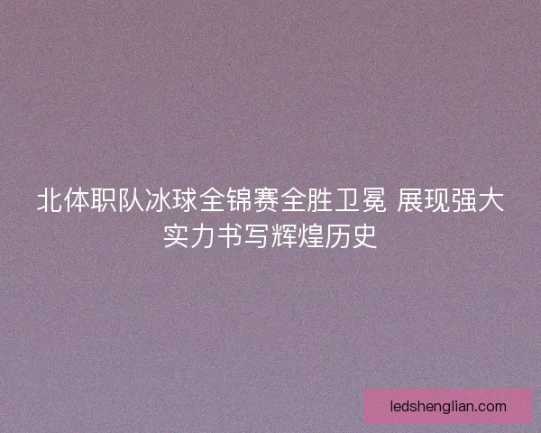 北体职队冰球全锦赛全胜卫冕 展现强大实力书写辉煌历史